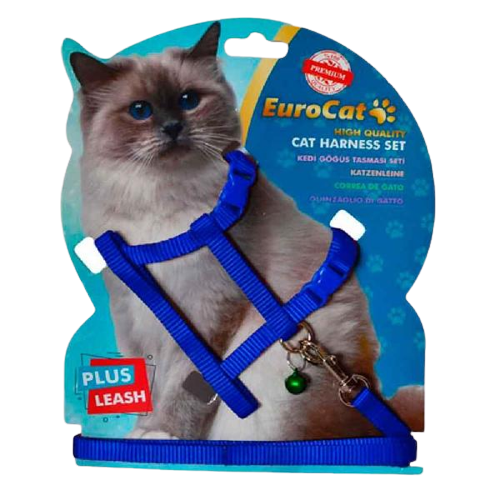 Eurocat Kedi Göğüs Tasması Düz Mavi