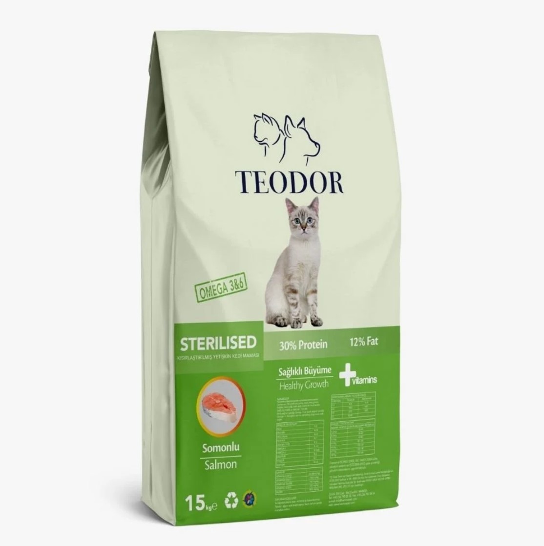 Teodor Kısırlaştırılmış Yetişkin Kedi Maması 15 Kg