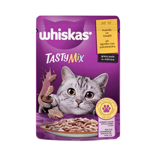 Whiskas Pouch TastyMix Sos İçinde Kuzulu ve Hindili Yetişkin Kedi Konservesi 85gr