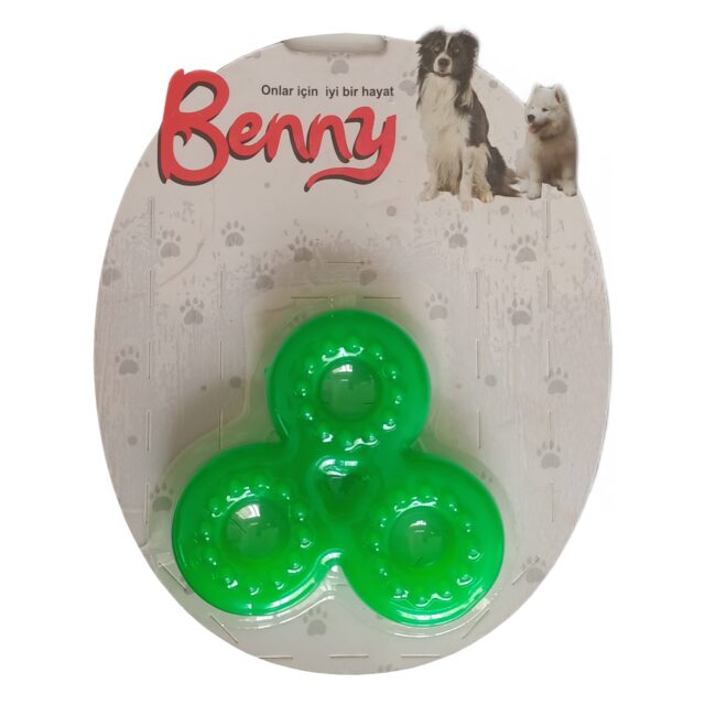 Benny Kopek Oyuncagi Uclu Halka 9 x 9 cm Yesil 1