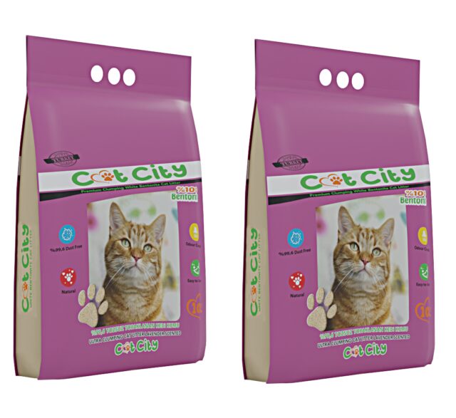 Cat City Ekstra Parfümlü Bentonit Topaklanan Kedi Kumu 10 Lt Lavantalı 2 ADET