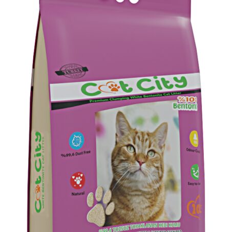 Cat City Ekstra Parfümlü Bentonit Topaklanan Kedi Kumu 10 Lt Lavantalı