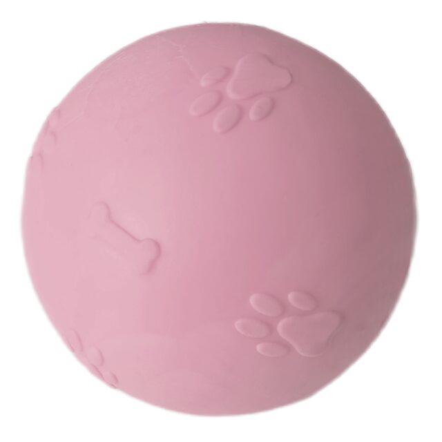 Pati Desenli Termoplastik Sert Köpek Oyun Topu 6 cm Small Pembe